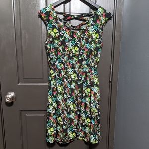 Xhilaration Black Colorful Floral Dress